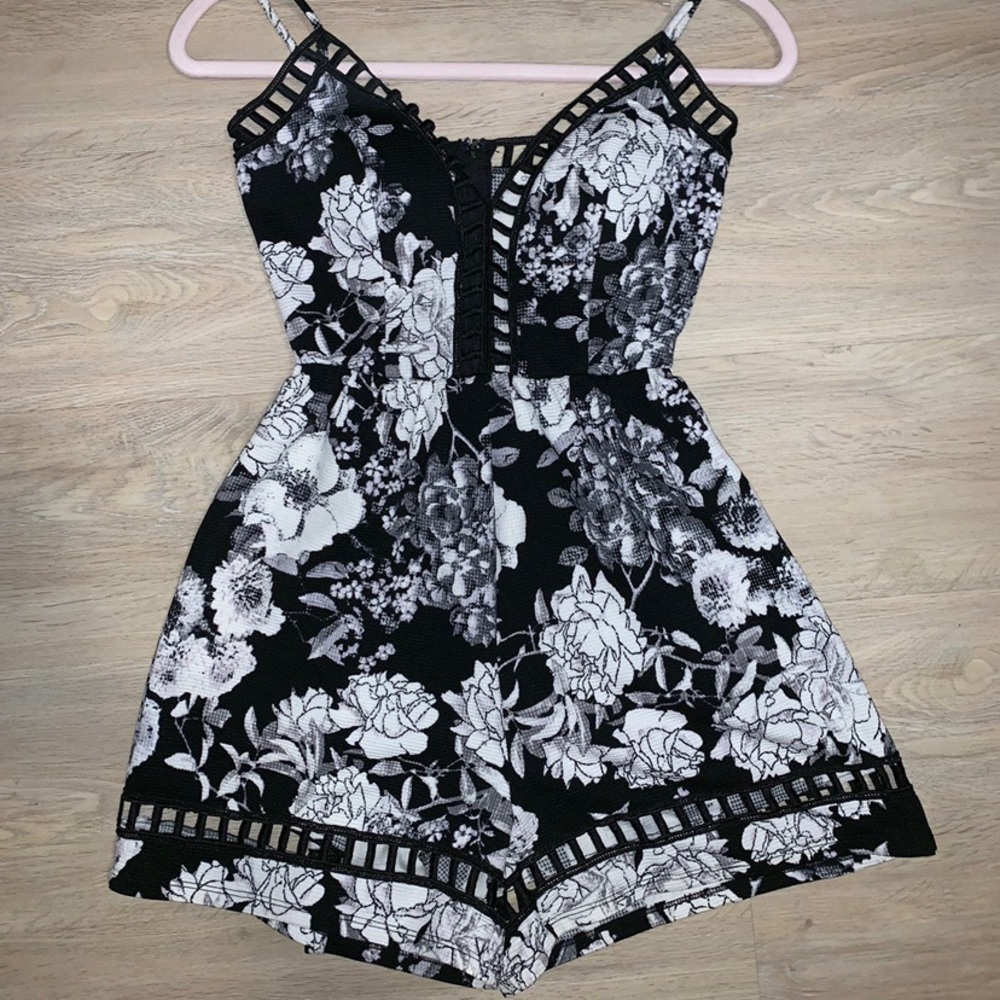 Black and white cutout romper